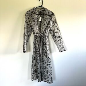 Marc Cain Leopard Print Fashion Raincoat Black and Clear with Pockets